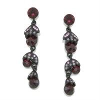 Wine Berry Drop Crystal Gunmetal Drop Earrings
